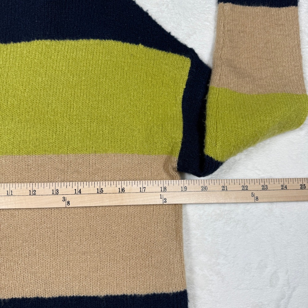 Cliche Colorblock‎ Striped Turtleneck Sweater Blue Tan Green oversized cozy S - Picture 6 of 7